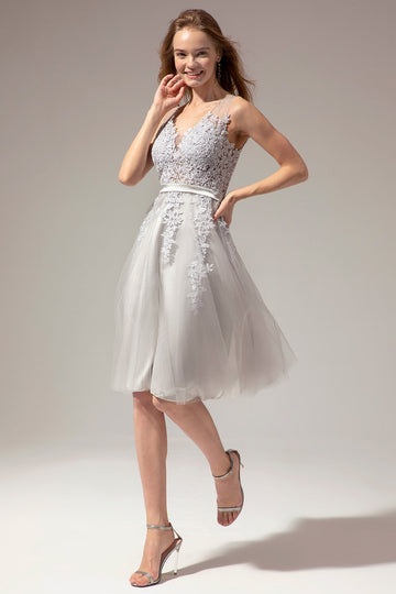 Vestido de encaje gris